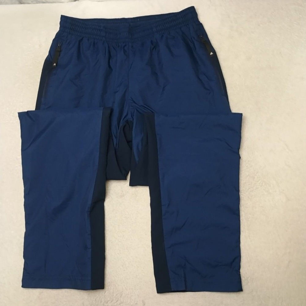 Adidas Track Pants Mens S Blue Nylon Soccer Colorblock Zip Pocket Ankle Zip Team - Picture 3 of 13